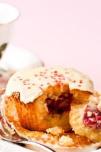 White chocolate Mud Cupcakes with Raspberry Curd & White Chocolate Ganache