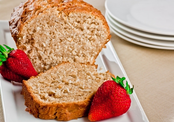 coconut bread with strawberries