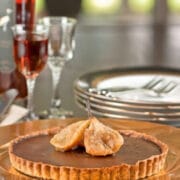 Chocolate Tart with Slow Roasted Pears