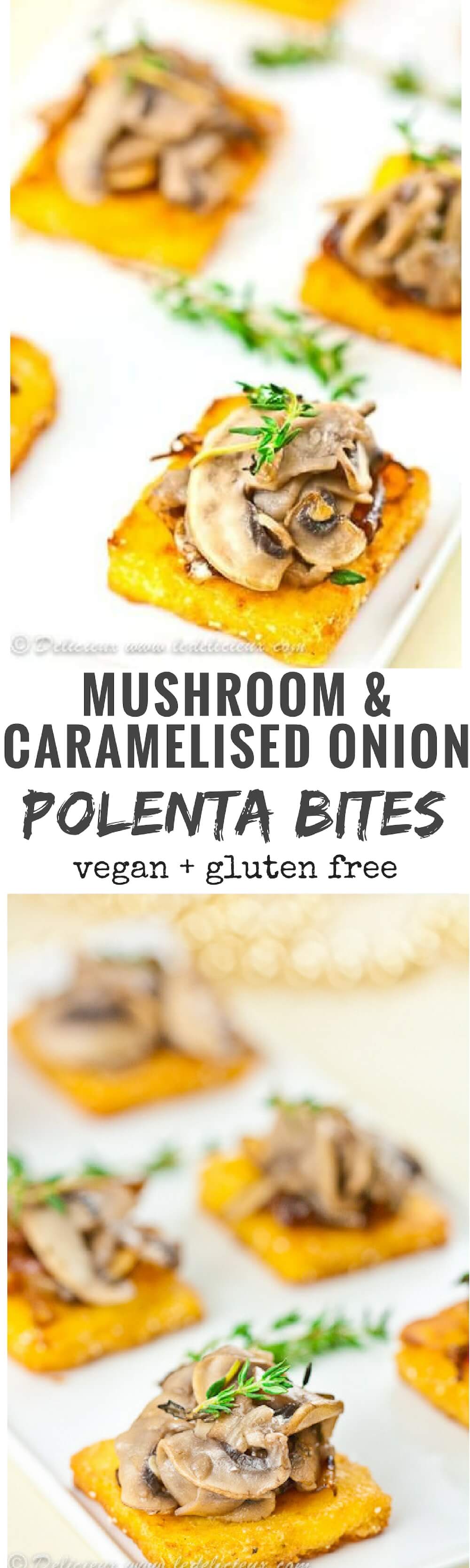 Looking for a fantastic make-ahead vegetarian canape for your next dinner party? Look not further than my Mushroom and Caramelised Onion Polenta Bites. Want to make them vegan? Swap the cheese for nutritional yeast for a fantastic vegan-friendly canape.