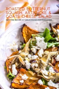 Roasted Butternut Squash, Artichoke & Goats Cheese Salad
