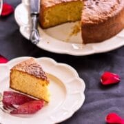 Yoghurt Cake with Sangria Poached Pears