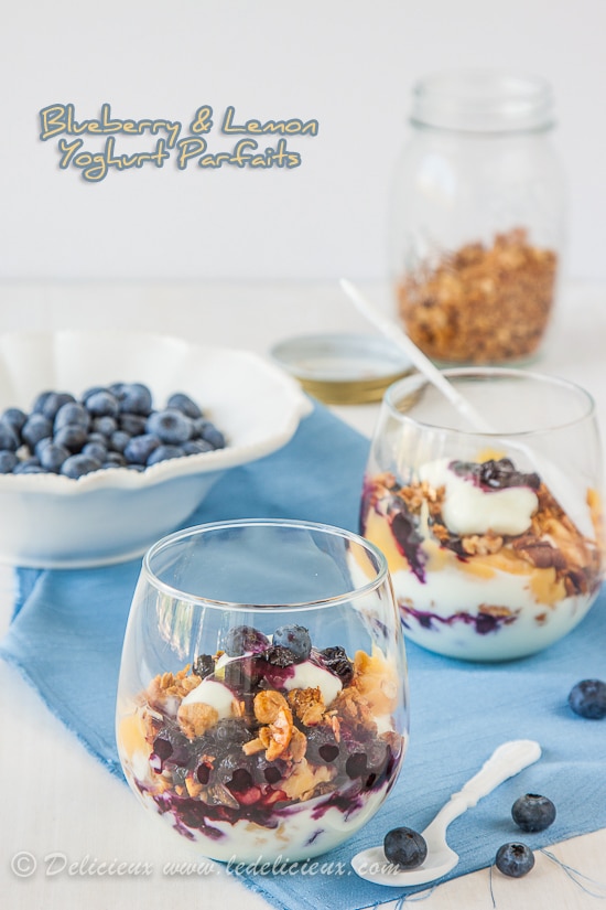 Blueberry and Lemon Yoghurt Parfaits from Delicious Everyday www.deliciouseveryday.com
