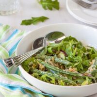 Green bean salad with yoghurt miso dressing