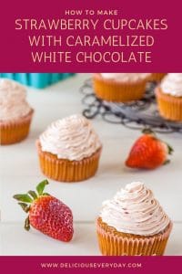 Strawberry Cupcakes with Caramelized White Chocolate