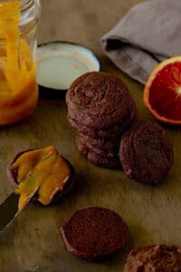 Chocolate Orange Brownie Cookies with Blood Orange Curd