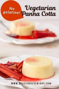 Vanilla Panna Cotta (gelatine free) with Elderflower Roasted Rhubarb