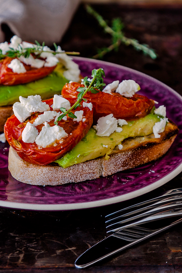 Slow roasted tomatoes with avocado and feta | deliciouseveryday.com #breakfast #healthy