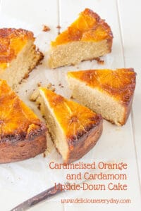 Caramelised Orange and Cardamom upside-down cake
