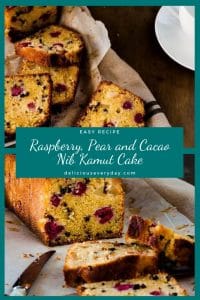 Raspberry-Pear-Cacao-Nib-Kamut-Cake