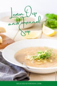Lemon Orzo and Fennel Soup vegan