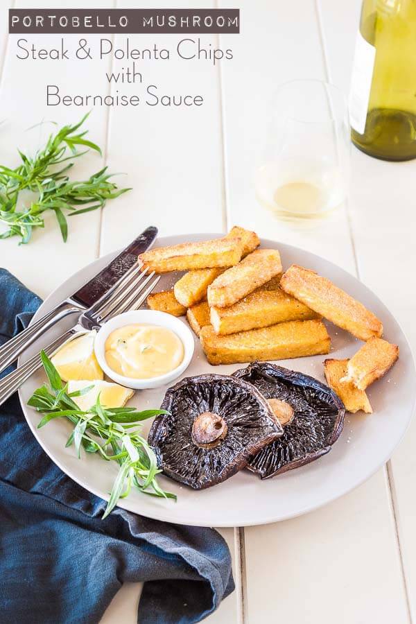 Portobello Mushroom Steak with Polenta Chips and Bearnaise recipe - vegetarian steak and chips | Recipe at DeliciousEveryday.com