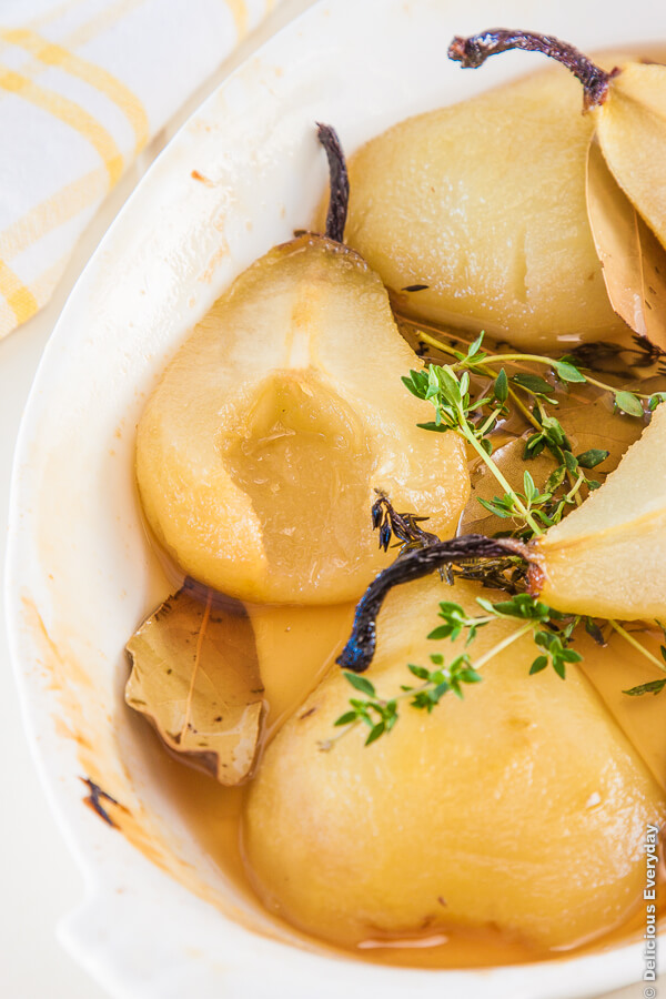 Bay Thyme and Honey Roasted Pears recipe {gluten free} | DeliciousEveryday.com