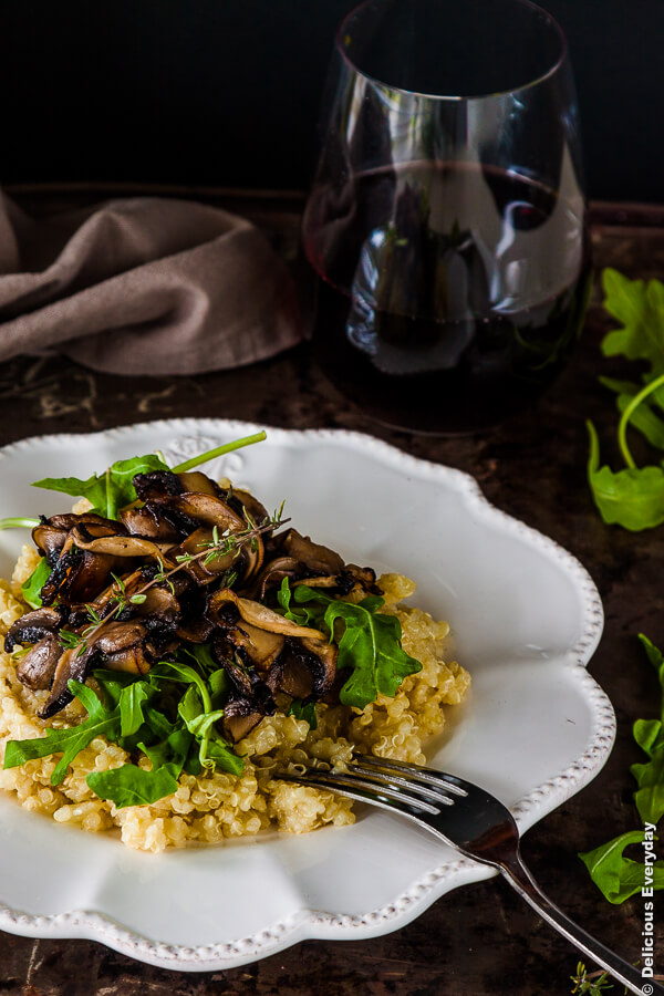 Thyme and Mushroom Quinoa Risotto Recipe - vegan | DeliciousEveryday.com
