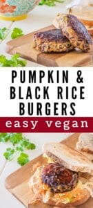pumpkin black rice veggie burgers