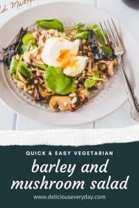 Barley and mushroom salad with poached eggs