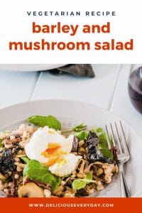 Barley and mushroom salad with poached eggs