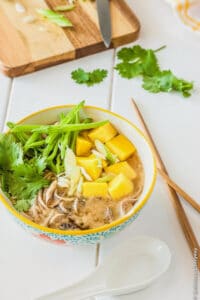 Soba Miso Soup with Chickpea Tofu vegan