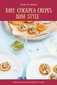 Chickpea Blini with Hummus and Mushrooms vegan gluten free