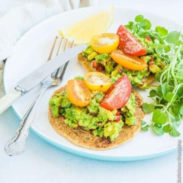 Chickpea Pancakes with Avocado, Tomato and Watercress