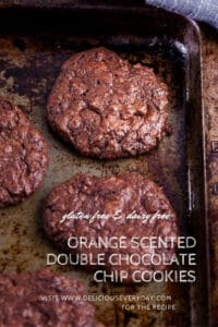 Orange scented double chocolate chip cookies gluten free and dairy free