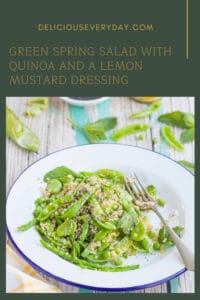 Green Spring Salad with Quinoa and a Lemon Mustard Dressing vegan