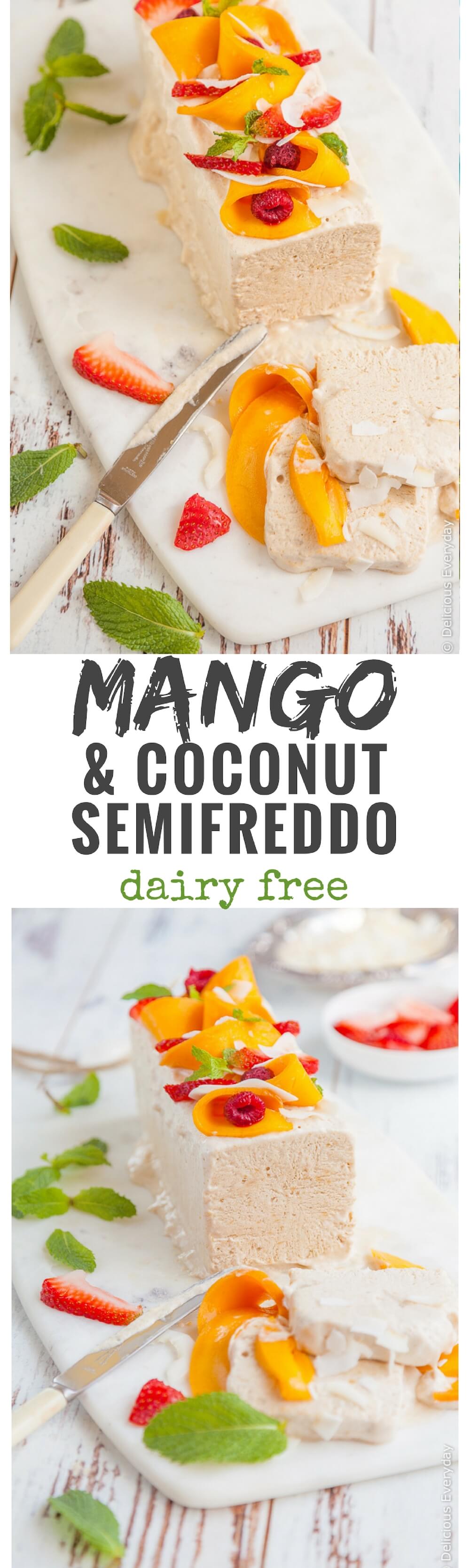 This gorgeous mango and coconut semifreddo recipe combines the best of elements of summer. And it also just happens to be dairy free and refined sugar free!