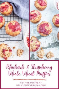 Rhubarb and Strawberry Whole Wheat Muffins