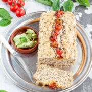 Super easy beer bread with basil and tomato