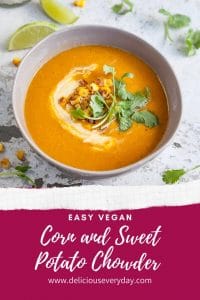 Vegan Corn and Sweet Potato Chowder Soup