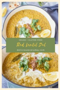 Gloriously golden Red Lentil Dal vegan gluten-free