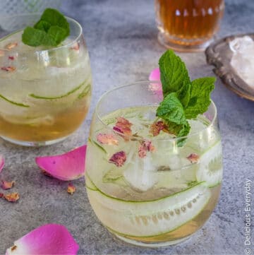 Rose and Cucumber Collins cocktail