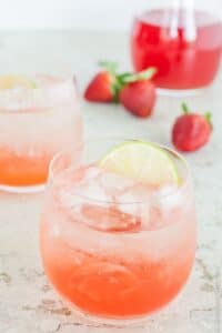 Strawberry, Lime and Rhubarb Syrup Sparkler