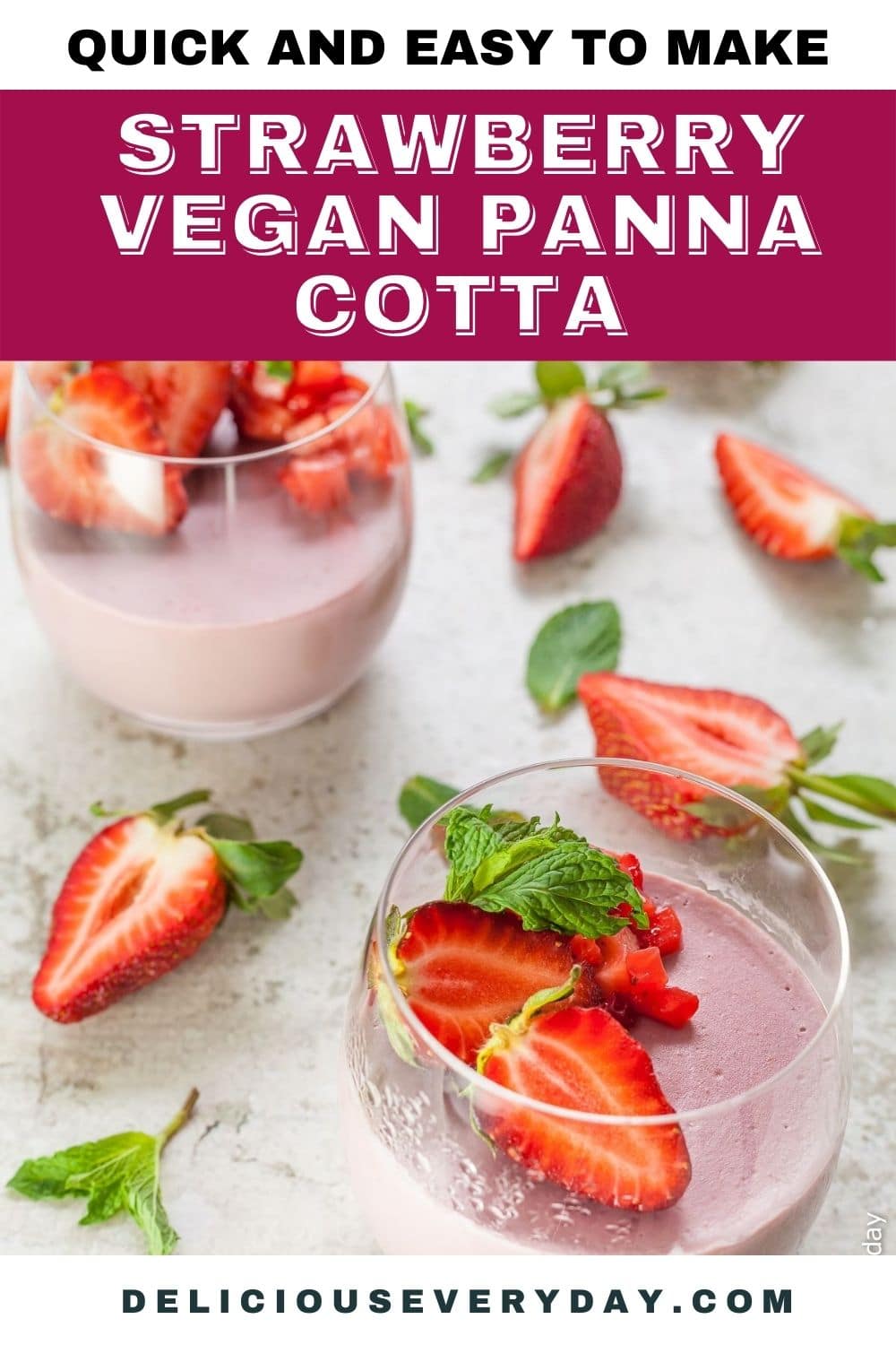 Strawberry Vegan Panna Cotta | Delicious Everyday