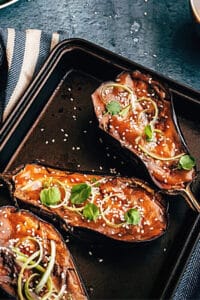 Miso Glazed Eggplant gluten-free and vegan option