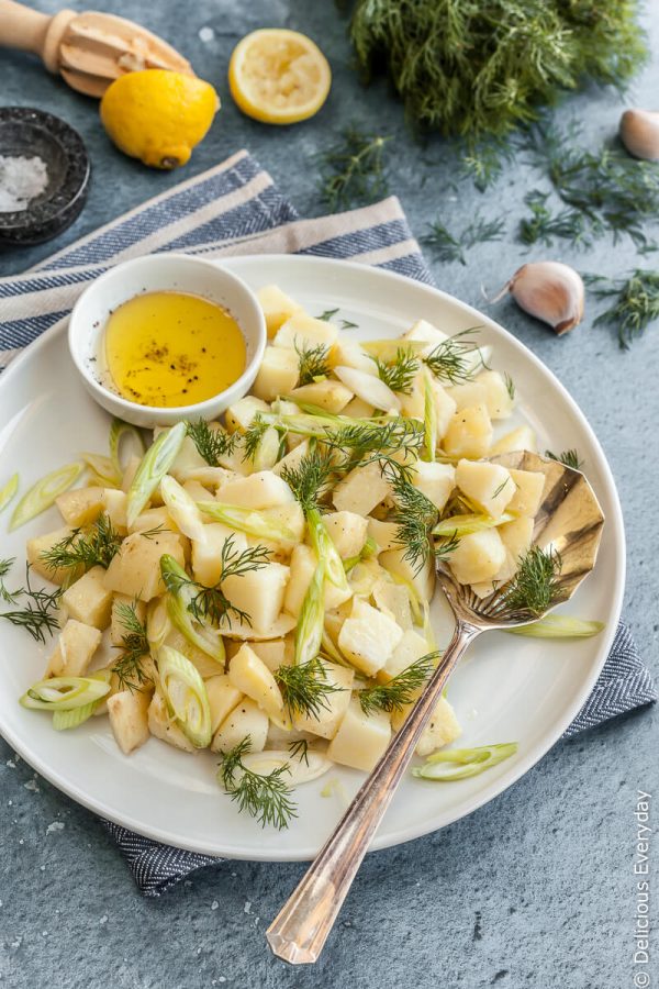 This healthy mayo-free lemon dill potato salad is fresh, full of flavour and perfect for those hot summer days! Light and refreshing, thanks to the citrus and herbs this is a potato salad you'll make again and again.