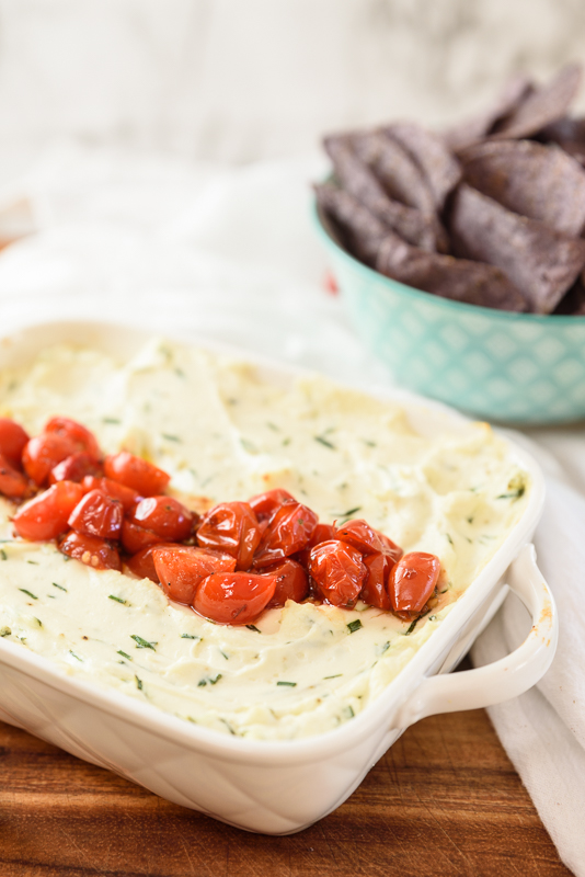 baked goat cheese dip with tomatoes