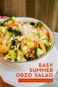 Easy Summer Orzo Salad with vegan option