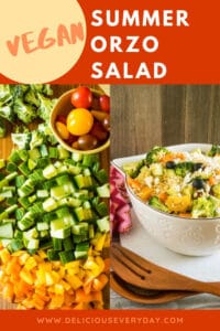 Easy Summer Orzo Salad with vegan option