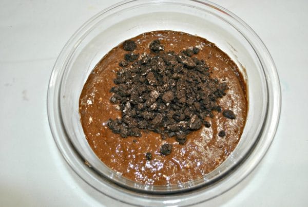 oreo cupcake batter being mixed