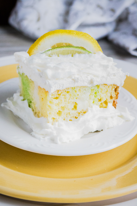 lemon-lime poke cake being served