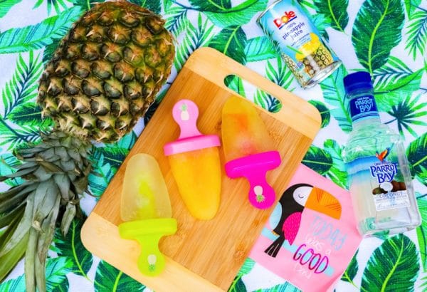 pineapple rum popsicles with ingredients