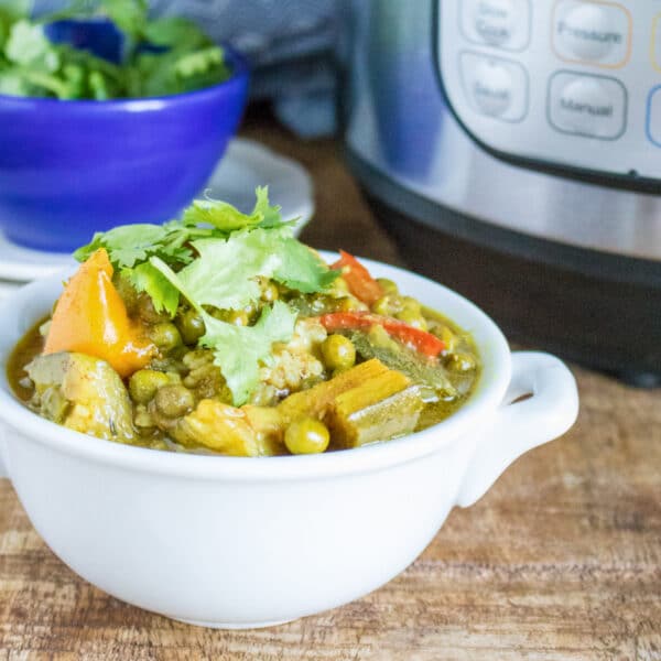 vegan vegetable curry made in the instant pot