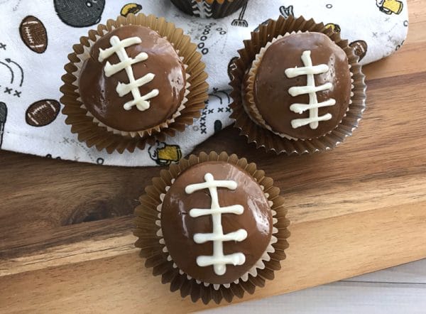 football cupcakes ready to serve