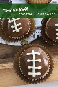 Tootsie Roll Football Cupcakes