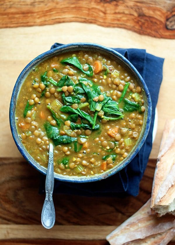 Instant Pot Golden Lentil & Spinach Soup