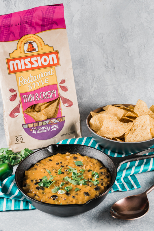 vegetarian chili cheese dip being served
