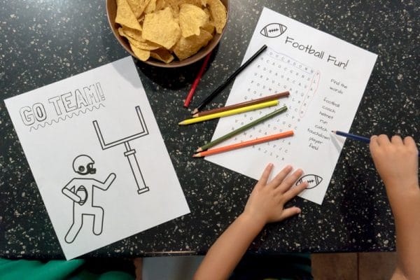 kids coloring activity for tailgates