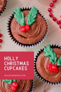 Holly Christmas Cupcakes