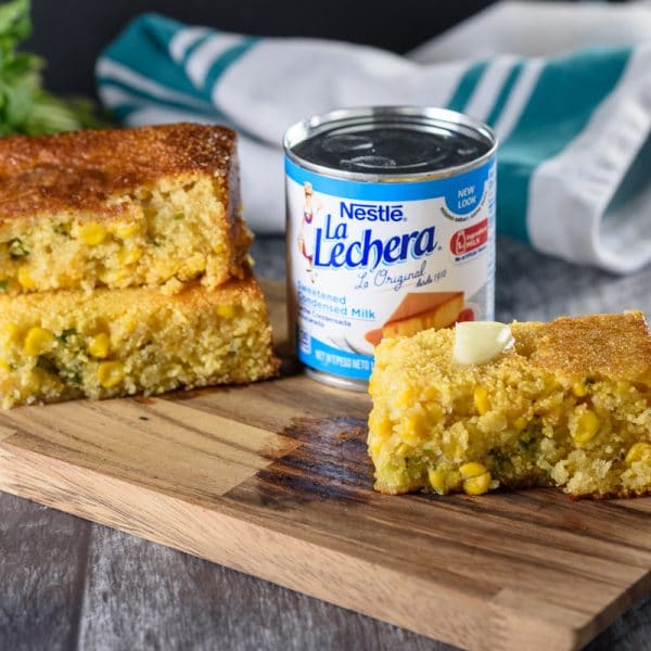 condensed milk is the secret ingredient in this sweet and spicy cornbread